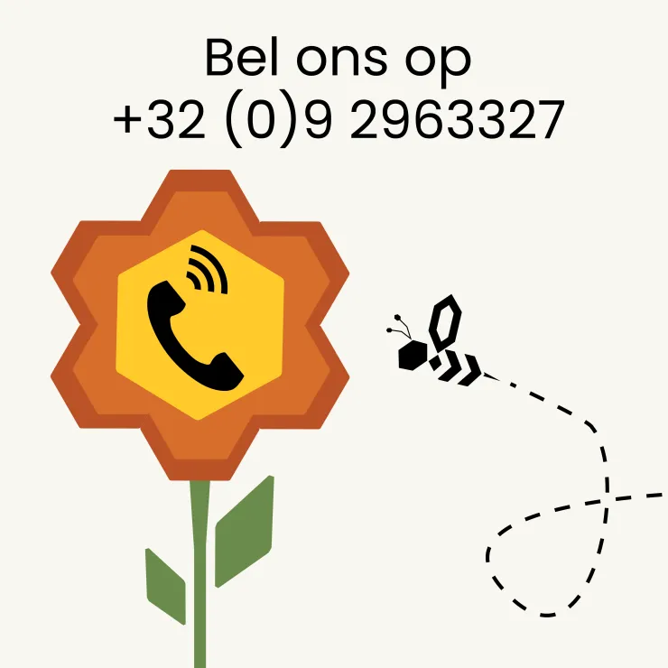 Telefoon nummer met een bloem en het TBA logo